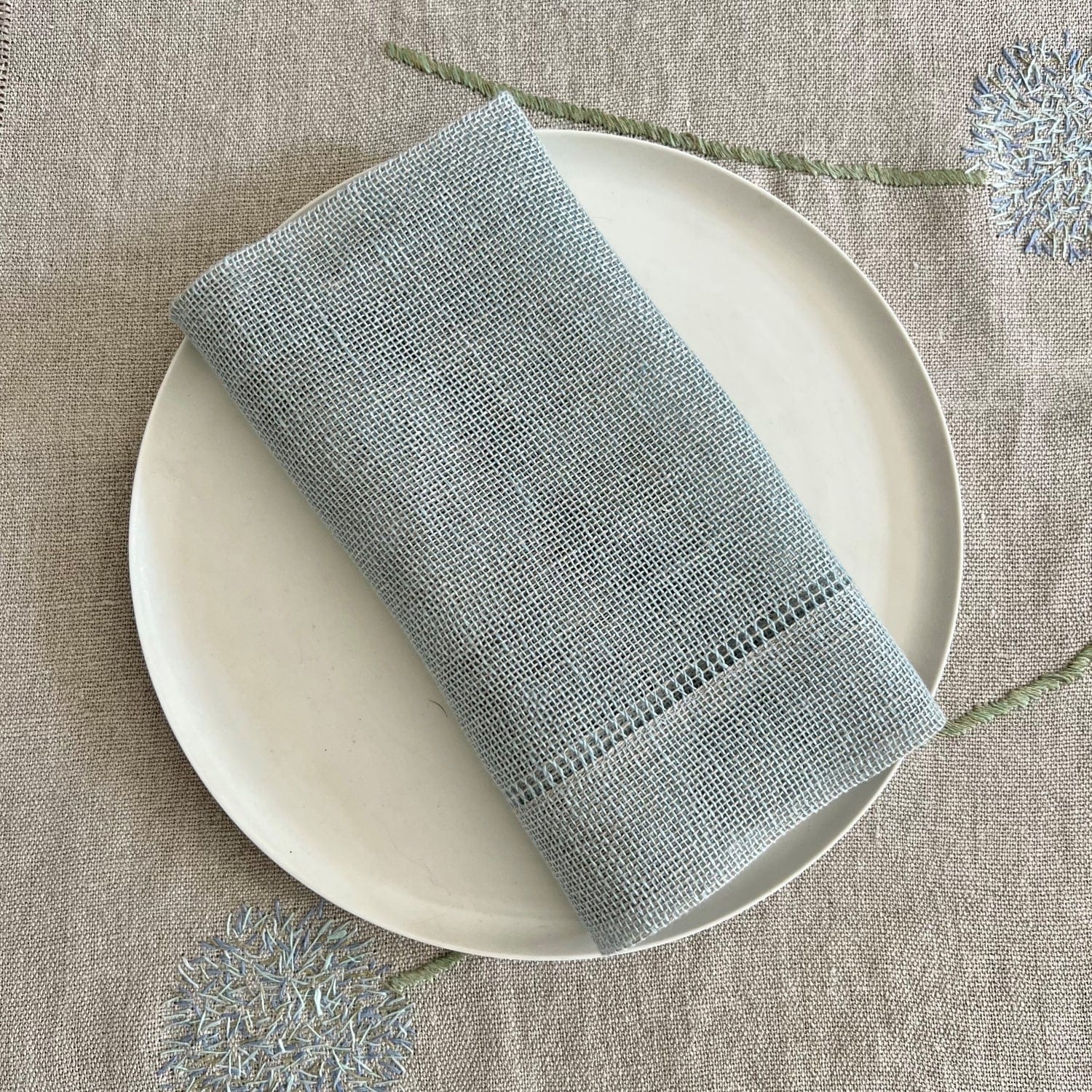 Leinenserviette Transparent in Blaugrau 50x50 cm