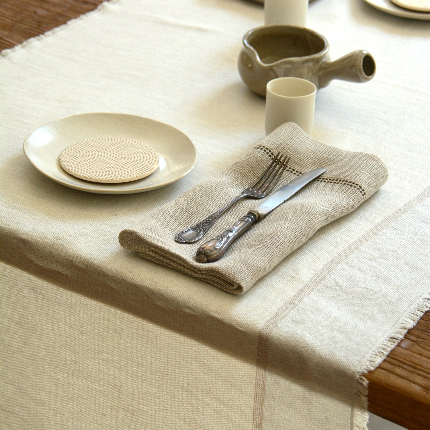 Leinen-Tischläufer Ieva in Weiß 65x160 cm