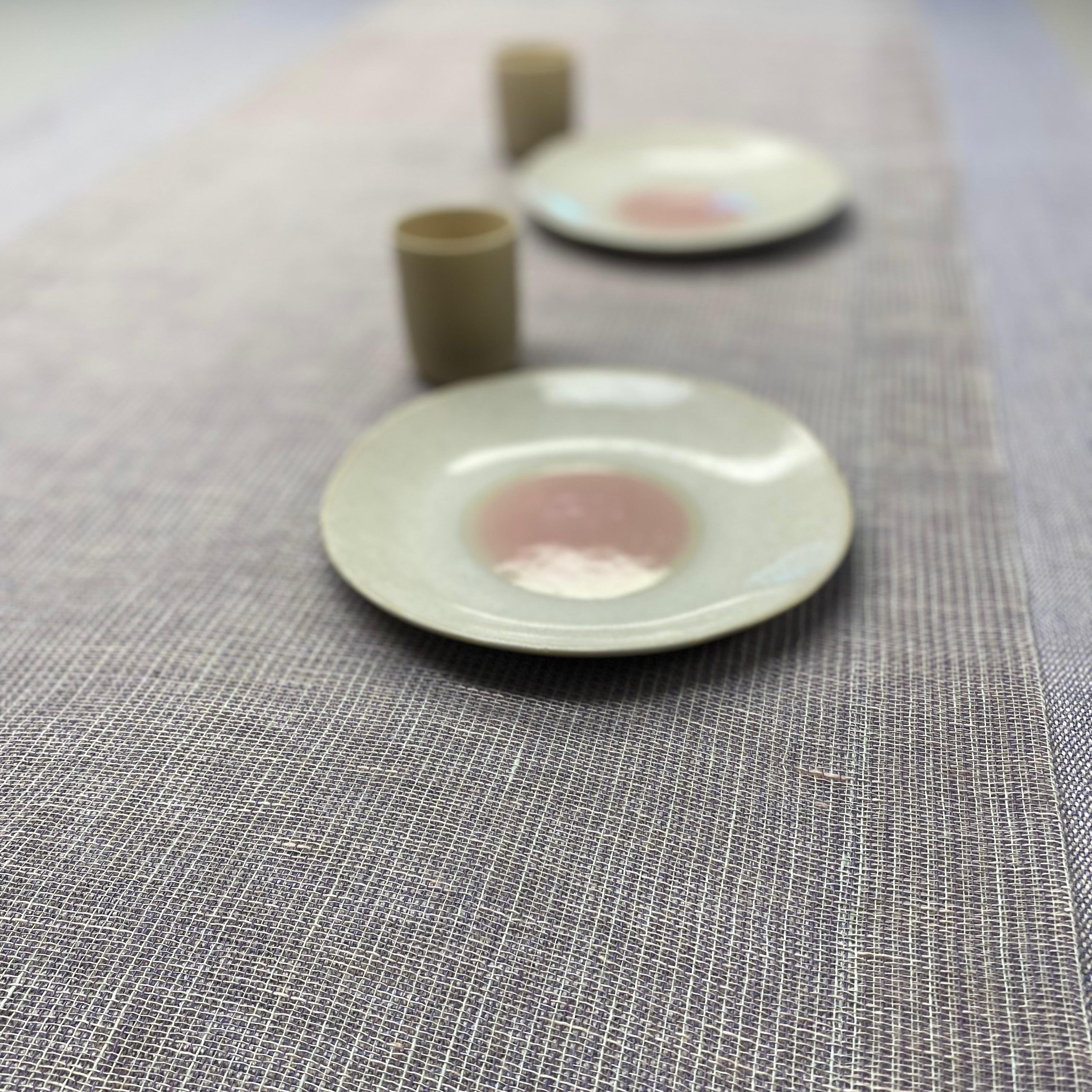 Table runner Tinita in Mint - Aubergine 50x150 cm