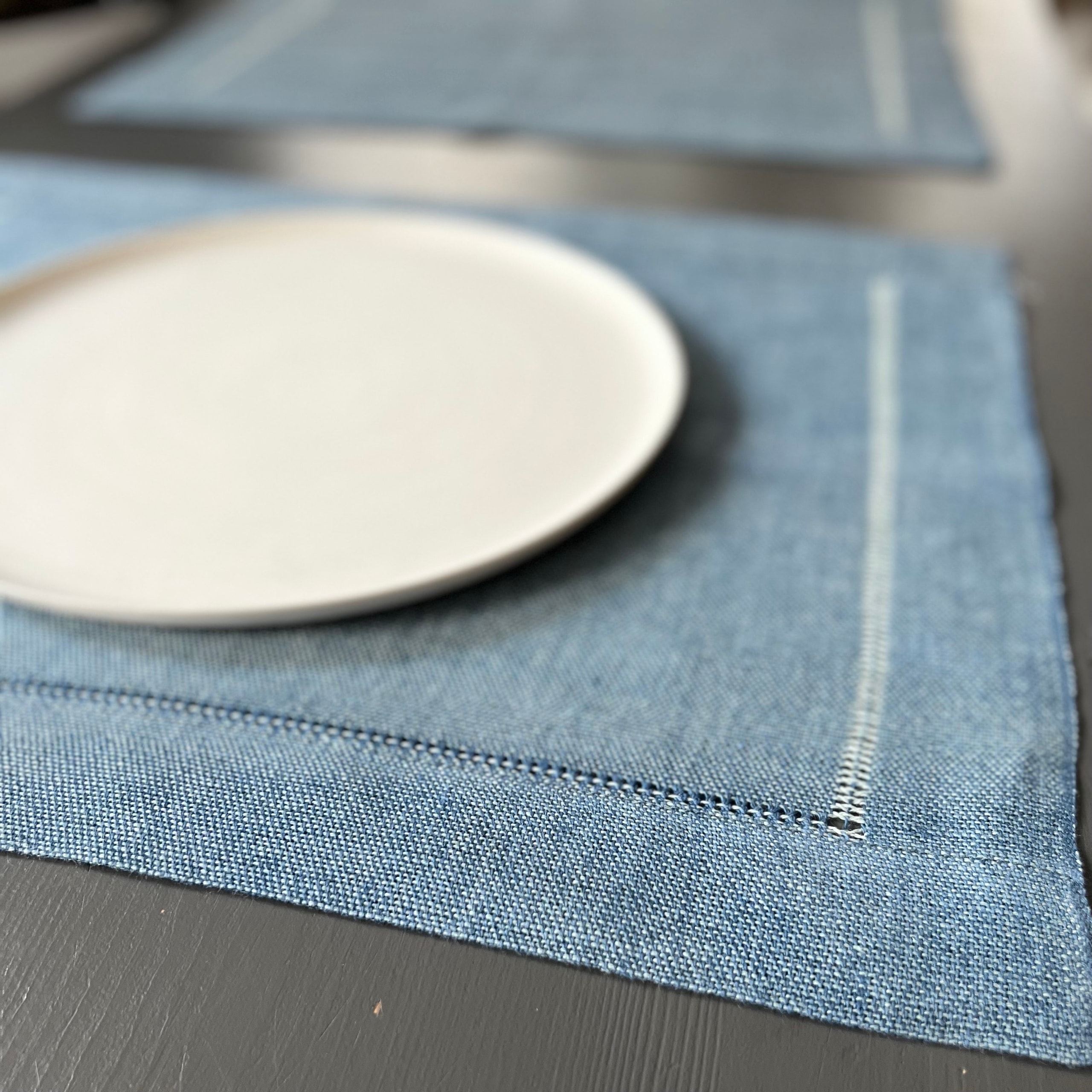Leinen-Tischset in Jeansblau 50x40 cm