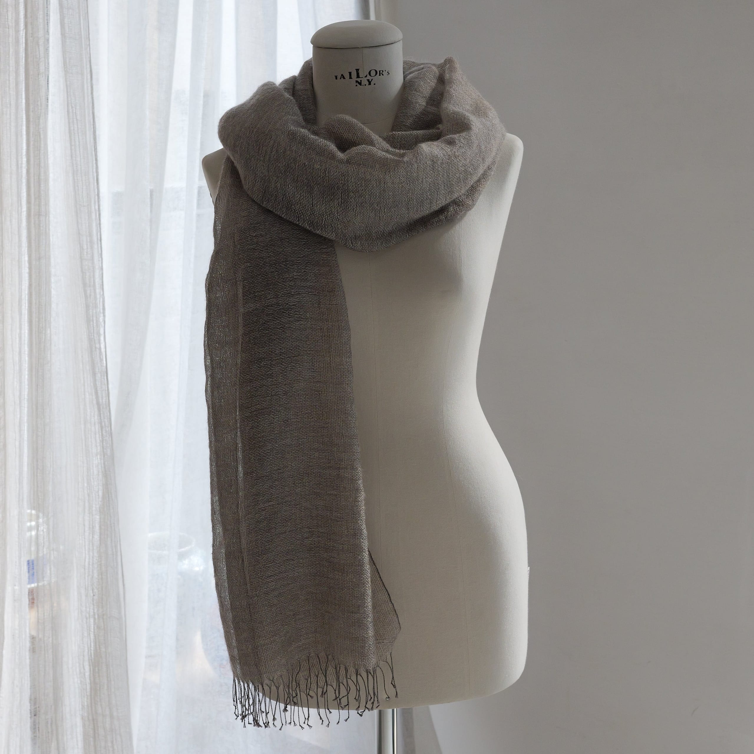 Kaschmirschal in Nebel-Camel 80x220 cm