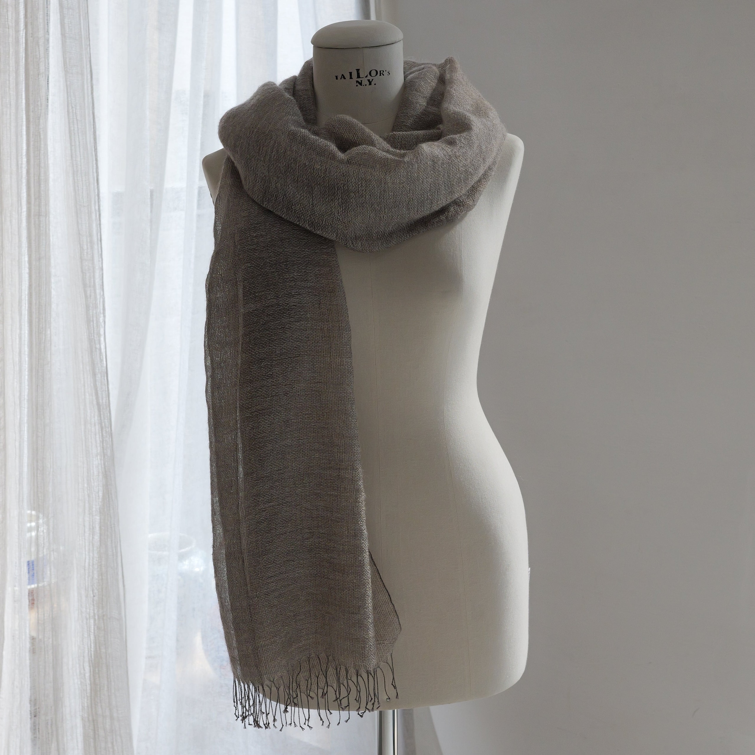 Kaschmirschal in Nebel-Camel 80x220 cm