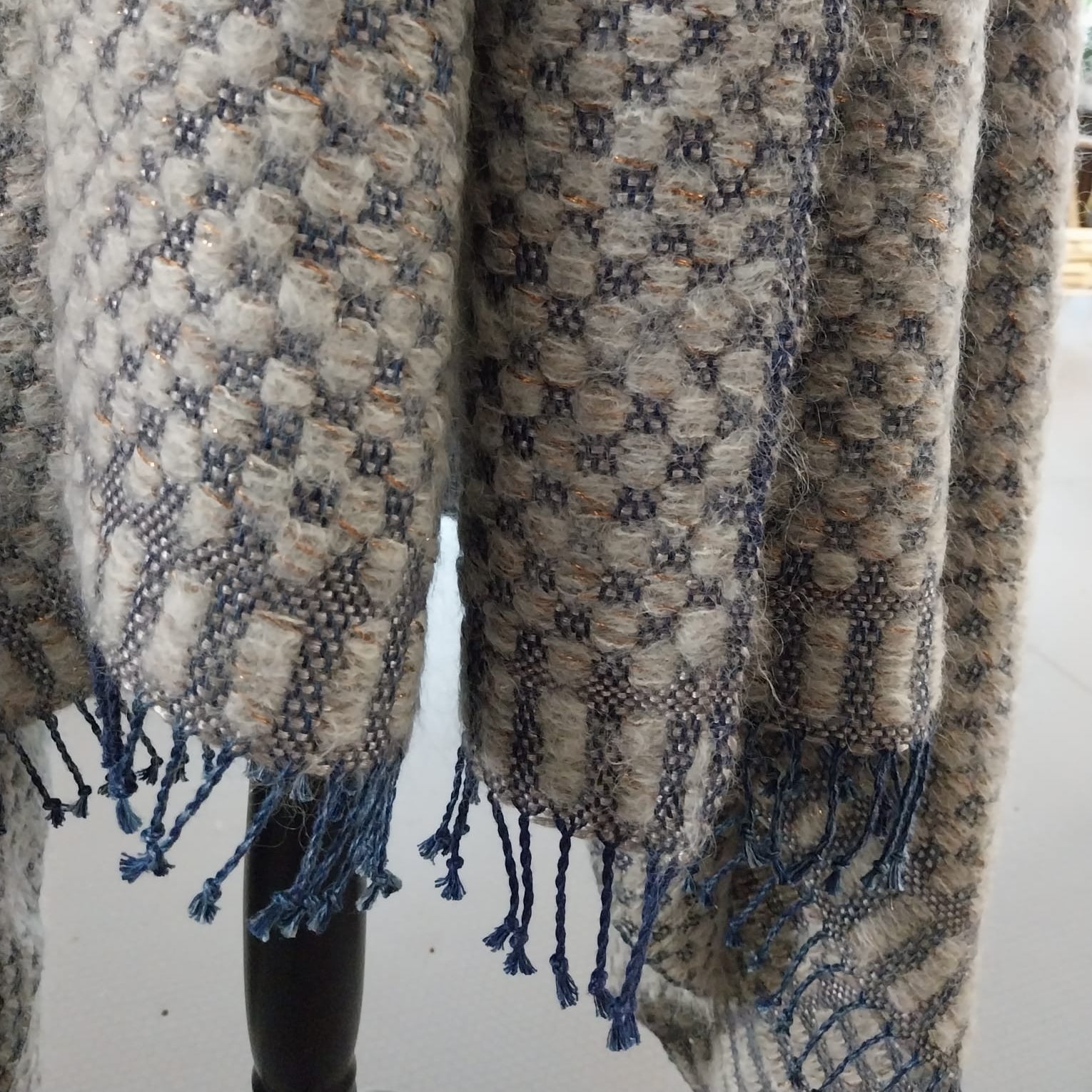 Linen mohair throw Chess grey and blue 120x185 cm by Studio Natural