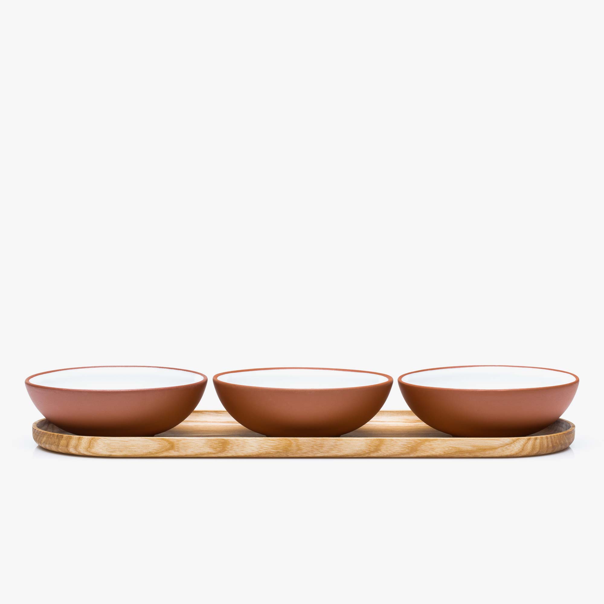 Snack bowl set with tray white · Earth by VAIDAVA CERAMICS