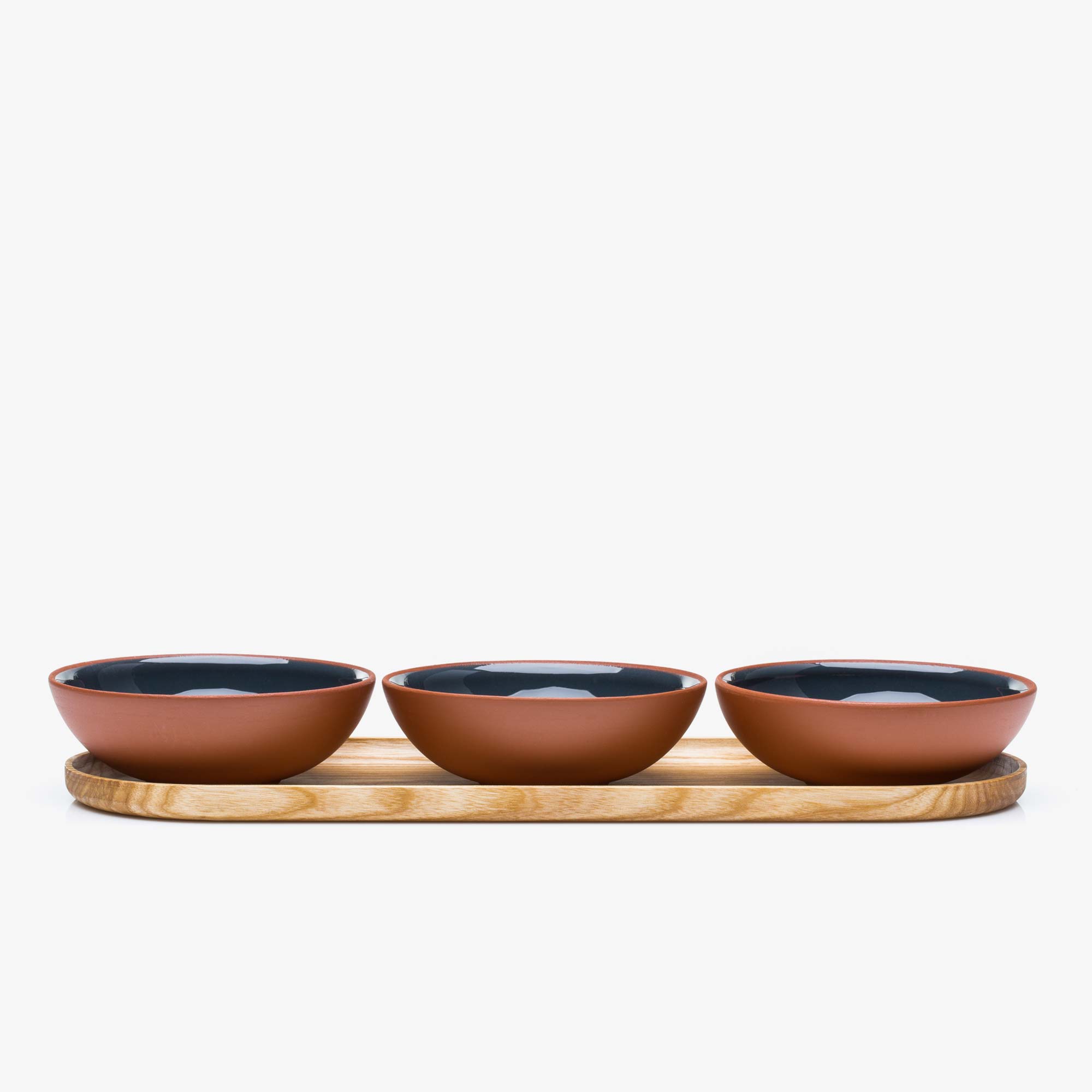 Snack bowl set with tray grey · Earth by VAIDAVA CERAMICS